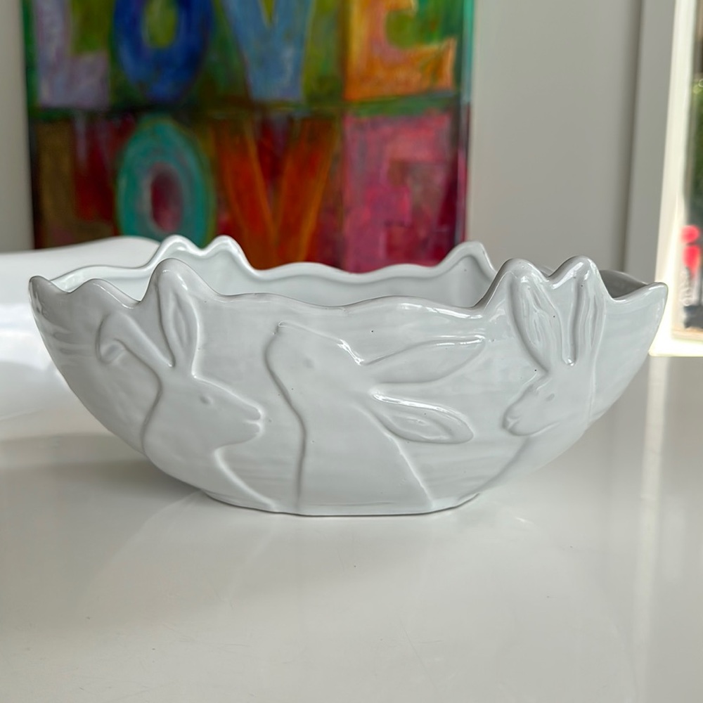 Foreside Home and Garden Bunny Serving Bowl NWT